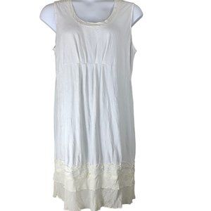 Merric Dress Size 16 White Tank Dress Stretch Scoop Neck Knee Length